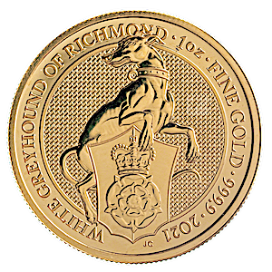United Kingdom Gold Queen's Beast 2021 - The Greyhound of Richmond - 1 oz