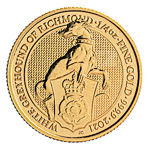 United Kingdom Gold Queen's Beast 2021 - The Greyhound of Richmond - 1/4 oz