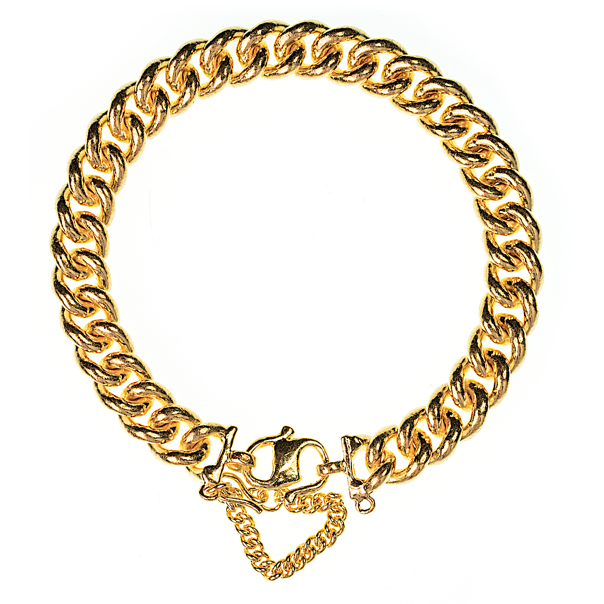 9ct Yellow Gold Silver Filled 21cm Curb 100 Gauge Bracelet – Zamels