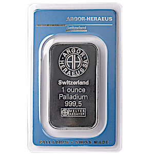 1 oz Argor-Heraeus Swiss Palladium Bullion Bar