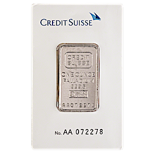 1 oz Credit Suisse Palladium Bullion Bar (Pre-Owned in Good Condition)