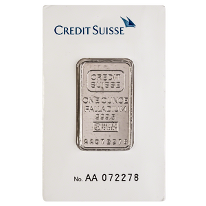 1 oz Credit Suisse Palladium Bullion Bar (Pre-Owned in Good Condition)