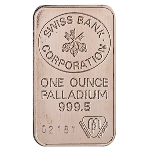 1 oz Swiss Bank Corporation Palladium Bullion Bar (Pre-Owned in Good Condition)