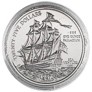 1987 1 oz Bermuda Sea Venture Proof Palladium Bullion Coin