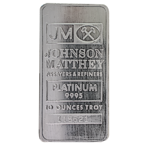 10 oz Johnson Matthey Platinum Bullion Bar (Pre-Owned in Good Condition)
