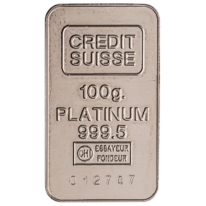 100 Gram Credit Suisse Platinum Bullion Bar (Pre-Owned in Good Condition)