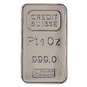 1 oz Credit Suisse Platinum Bullion Bar (Pre-Owned in Good Condition)