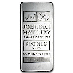 10 oz Johnson Matthey Platinum Bullion Bar (Pre-Owned in Good Condition)