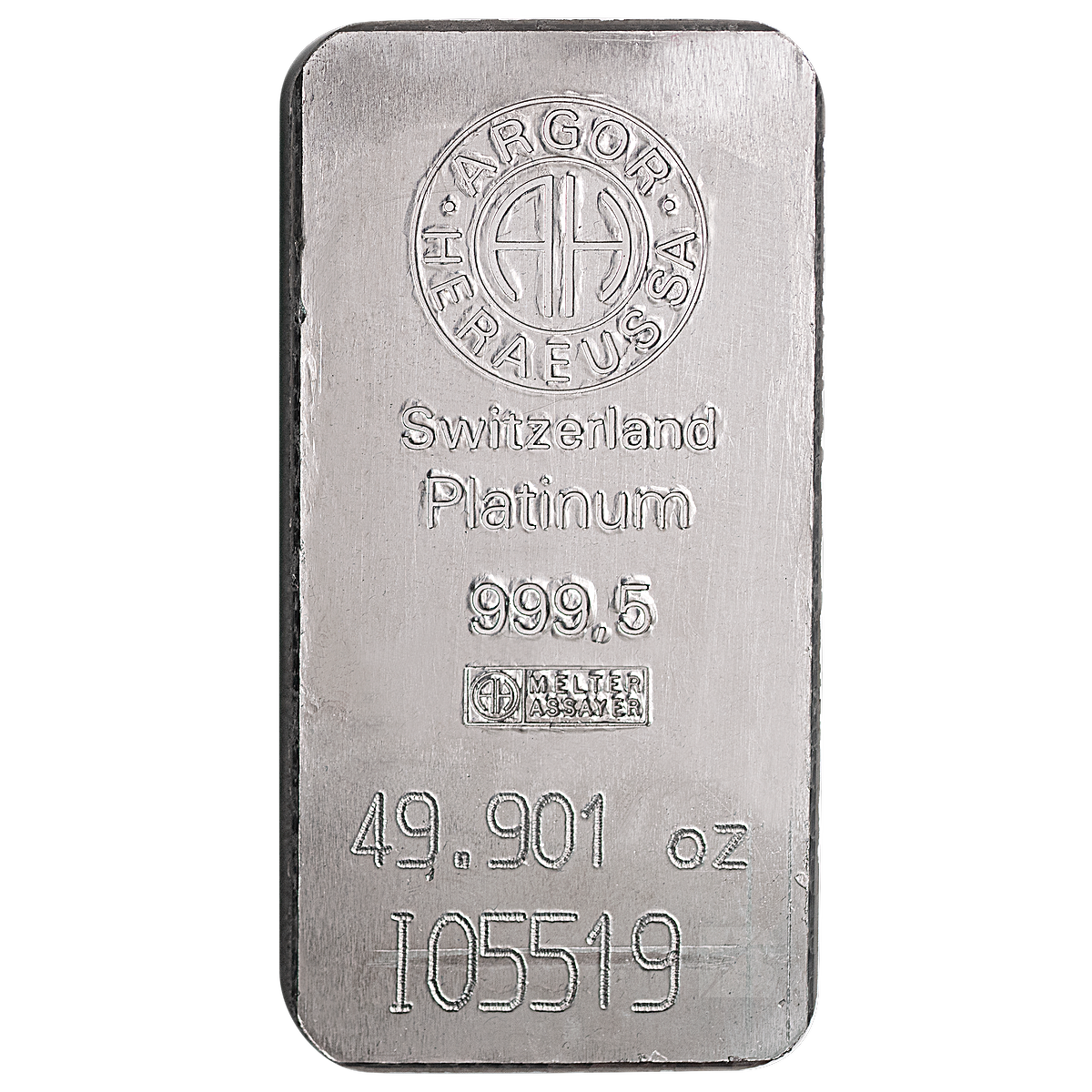 Argor-Heraeus Platinum Bar - 49.901 oz