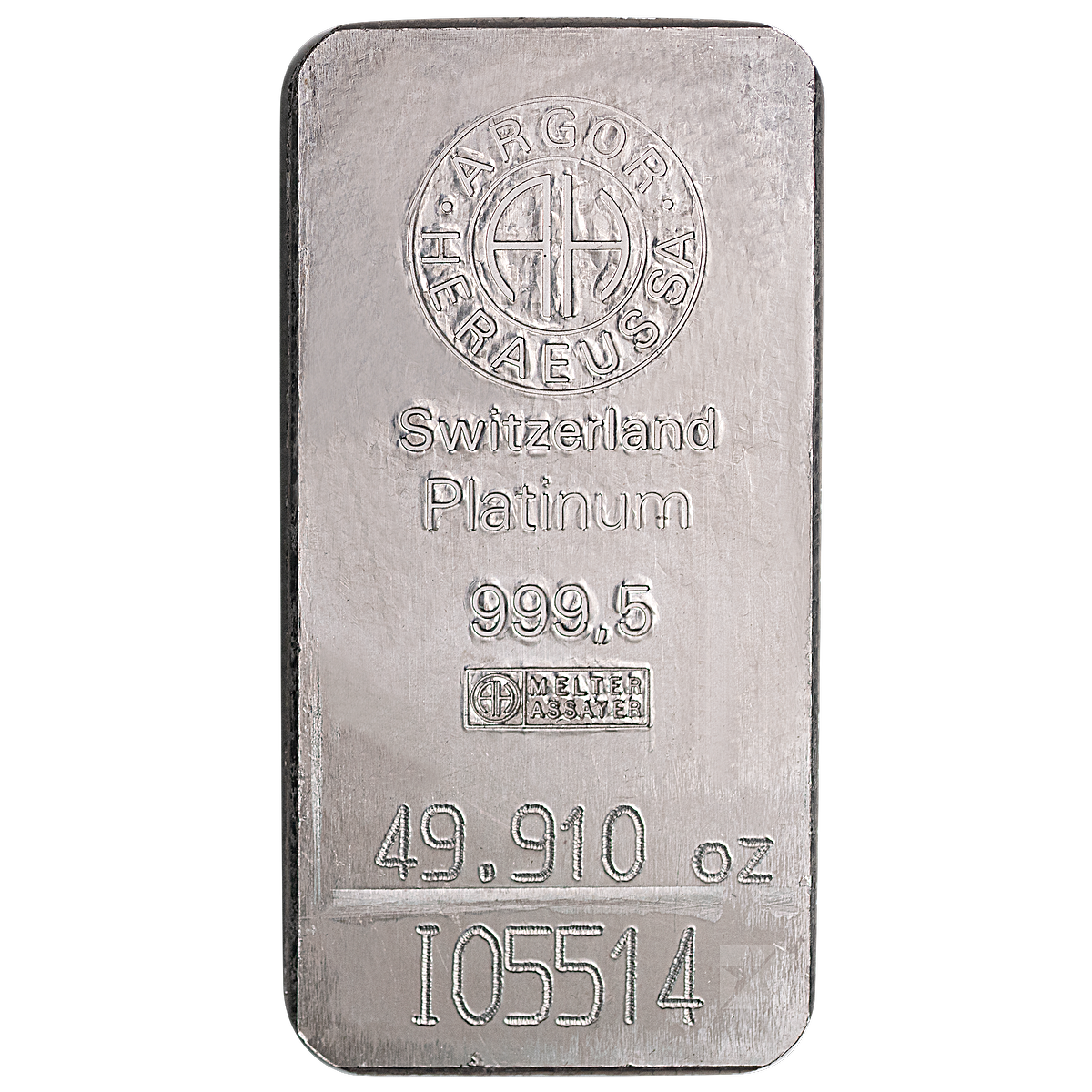 Buy 49.91 oz Argor-Heraeus Swiss Platinum Bullion Bar