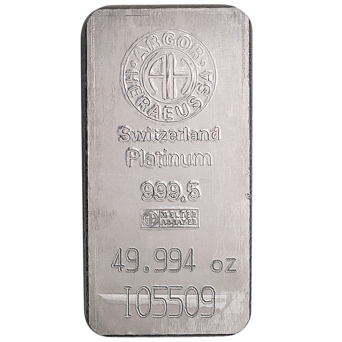 Buy 49.994 oz Argor-Heraeus Swiss Platinum Bullion Bar