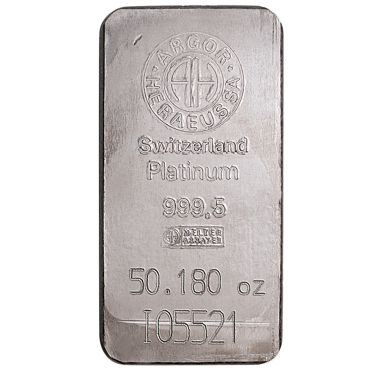 Argor-Heraeus Platinum Bar - 50.18 oz - BullionStar