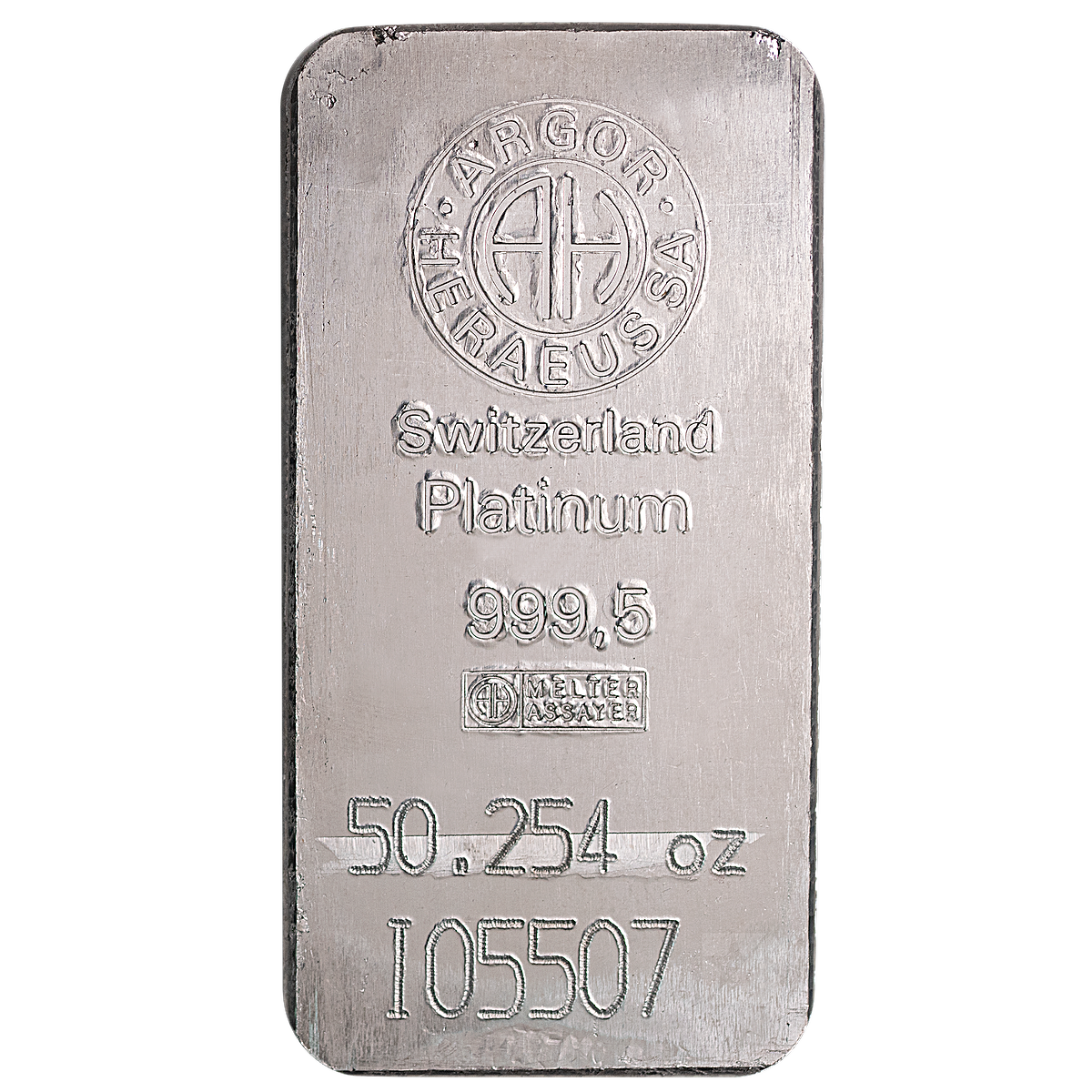 Argor-Heraeus Platinum Bar - 50.254 oz