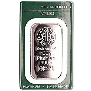 100 Gram Argor-Heraeus Swiss Platinum Bullion Bar