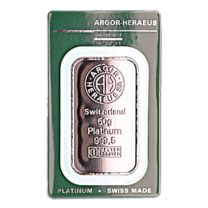 50 Gram Argor-Heraeus Swiss Platinum Bullion Bar
