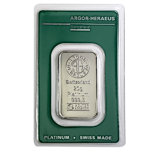 20 Gram Argor-Heraeus Swiss Platinum Bullion Bar