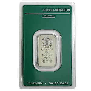 10 Gram Argor-Heraeus Swiss Platinum Bullion Bar