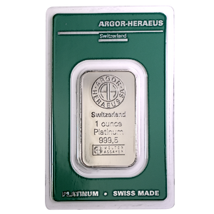 1 oz Argor-Heraeus Swiss Platinum Bullion Bar (Pre-Owned in Good Condition)