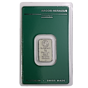 5 Gram Argor-Heraeus Swiss Platinum Bullion Bar