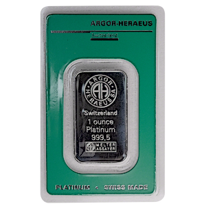 1 oz Argor-Heraeus Swiss Platinum Bullion Bar