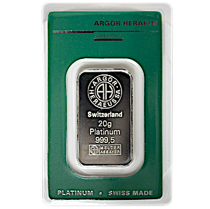 Argor-Heraeus Platinum Bar - 20 g