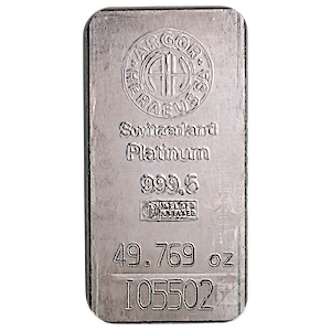 49.769 oz Argor-Heraeus Swiss Platinum Bullion Bar