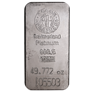 49.772 oz Argor-Heraeus Swiss Platinum Bullion Bar