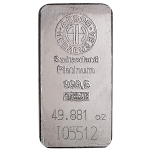 49.881 oz Argor-Heraeus Swiss Platinum Bullion Bar