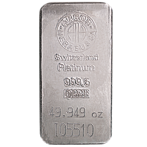 49.949 oz Argor-Heraeus Swiss Platinum Bullion Bar