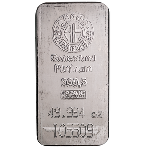 49.994 oz Argor-Heraeus Swiss Platinum Bullion Bar