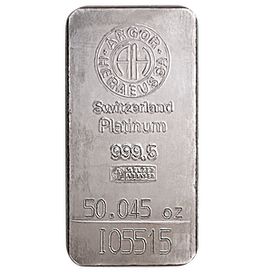 50.045 oz Argor-Heraeus Swiss Platinum Bullion Bar