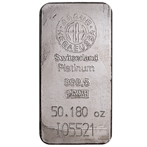 50.18 oz Argor-Heraeus Swiss Platinum Bullion Bar