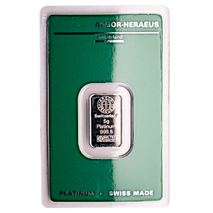 5 Gram Argor-Heraeus Swiss Platinum Bullion Bar