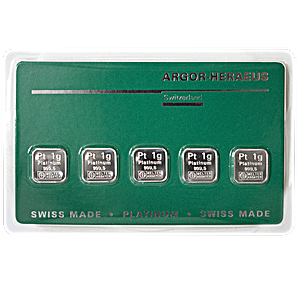 5 x 1 Gram Argor-Heraeus Swiss Platinum Bullion Bar - Multicard