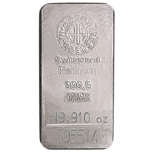 Buy 49.91 oz Argor-Heraeus Swiss Platinum Bullion Bar