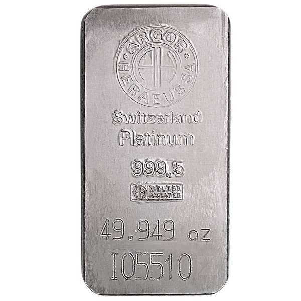 Buy 49.949 oz Argor-Heraeus Swiss Platinum Bullion Bar