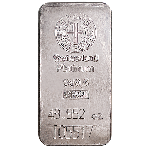 Buy 49.952 oz Argor-Heraeus Swiss Platinum Bullion Bar