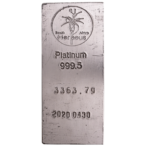 108.145 oz Heraeus Platinum Bullion Bar