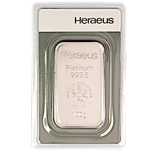 100 Gram Heraeus Platinum Bullion Bar