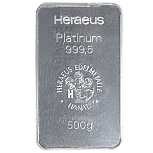 500 Gram Heraeus Platinum Bullion Bar