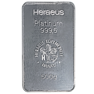 500 Gram Heraeus Platinum Bullion Bar