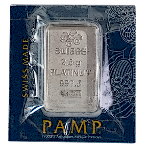 2.5 Gram PAMP Swiss Platinum Bullion Bar (Pre-Owned in Good Condition)