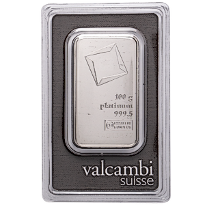 100 Gram Valcambi Swiss Platinum Bullion Bar