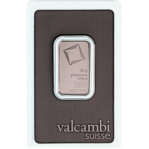 20 Gram Valcambi Swiss Platinum Bullion Bar