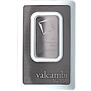 50 Gram Valcambi Swiss Platinum Bullion Bar