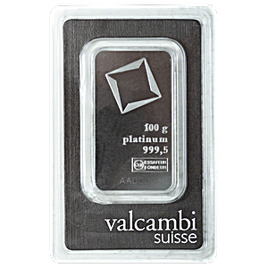 Valcambi Platinum Bar - 100 g