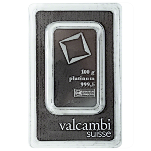 100 Gram Valcambi Swiss Platinum Bullion Bar