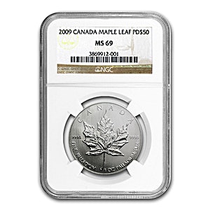 2009 1 oz Canadian Palladium Maple Leaf Bullion Coin - Graded MS 69 by NGC