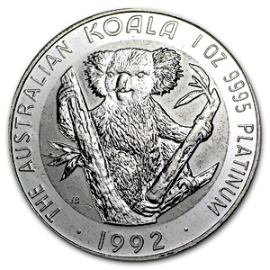 1992 1 oz Australian Platinum Koala Bullion Coin