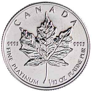 1/10 oz Canadian Platinum Maple Leaf Bullion Coin (Various Years)